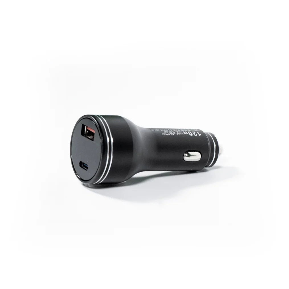 Starlink Mini car charger plugged into a 12V outlet