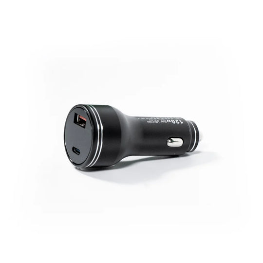 Starlink Mini car charger plugged into a 12V outlet